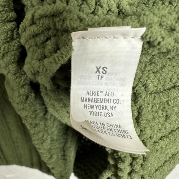 Aerie Womens Sweater Size XS Green Chunky Soft Oversized Knit V-Neck Long Sleeve - Picture 7 of 10